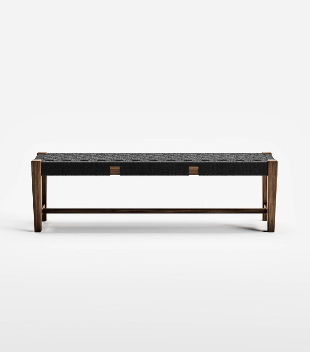 Laguna White Fabric Rattan Bench UT23755